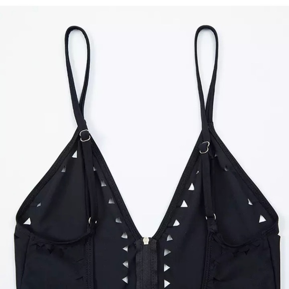 CLEARANCE Black Sexy Cut Out Zipper One Piece Swimsuit - Picture 8 of 8